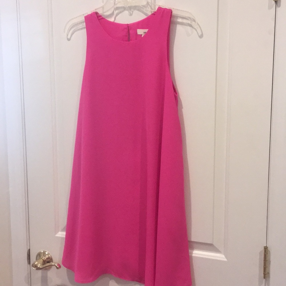 Hot pink sleeveless mini swing style dress